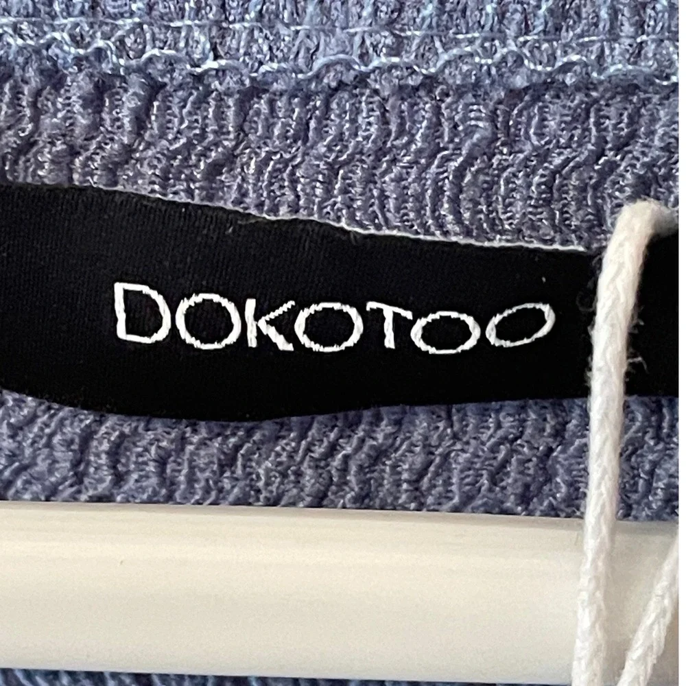 Dokotoo Blue Textured Twist Front Long Sleeve V-Neck Blouse XL NWT - Picture 3 of 9